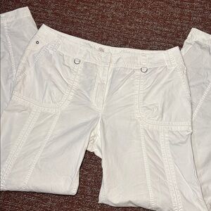 Caslon sheer white cargo pant mid rise wide leg cotton pants women’s 12